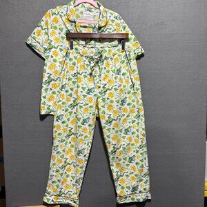 Print Fresh Frog and Flower 2 piece PJ pajamas Set Organic Cotton Size Medium